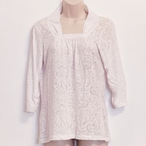 Adorable White Square Neck Semi-Sheer Top